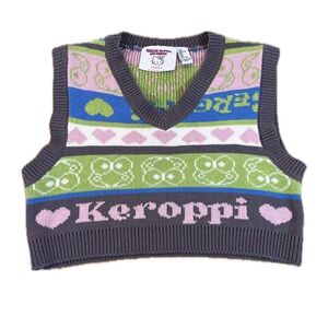 Hello Kitty Forever 21 Keroppi Sanrio Sweater Vest Crop Top Size Medium